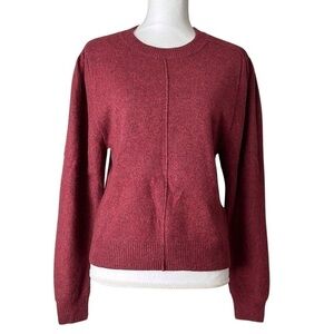 BA&SH Yaly Wool Yak Puff Sleeve Sweater Size L Burgundy Red Old Money Luxury NEW